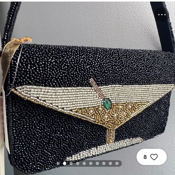 MARTINI BLACK BEADED BAG! New - Picture 2 of 4